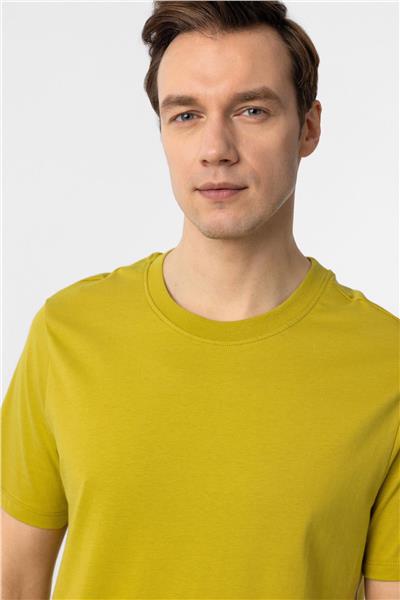 Koyu Haki Regular Düz Bisiklet Yaka Tişört