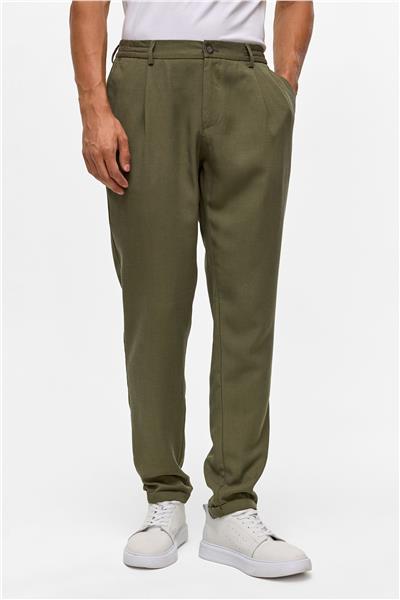 Koyu Haki Slim Armürlü Jogger Pantolon
