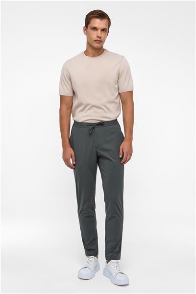 Koyu Haki Slim Armürlü Jogger Pantolon