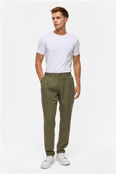 Koyu Haki Slim Armürlü Jogger Pantolon