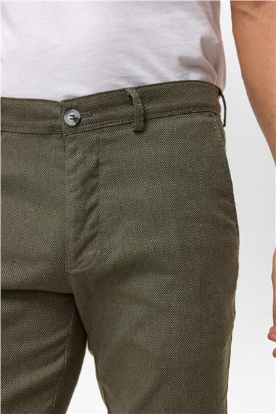 Koyu Haki Slim Armürlü Pantolon