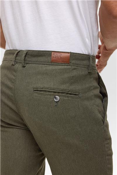 Koyu Haki Slim Armürlü Pantolon