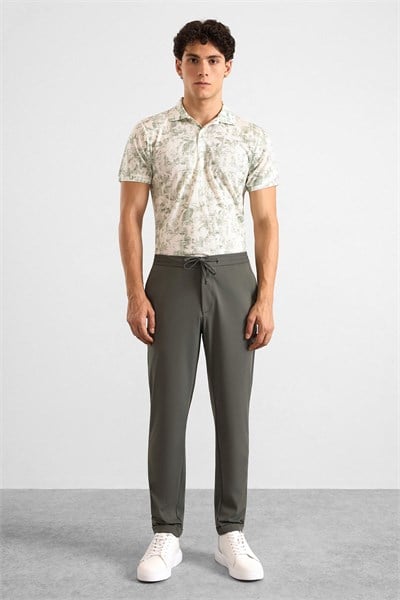 Koyu Haki Slim Düz Jogger Pantolon