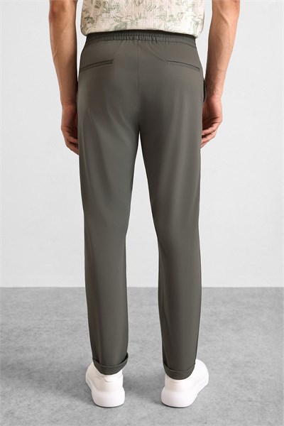 Koyu Haki Slim Düz Jogger Pantolon