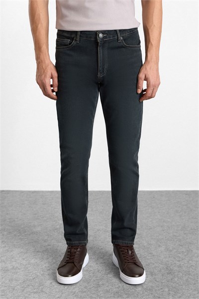 Koyu Haki Slim Normal Bel Denim Pantolon