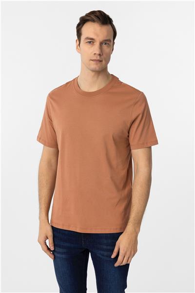 Kiremit Regular Düz Bisiklet Yaka Tişört