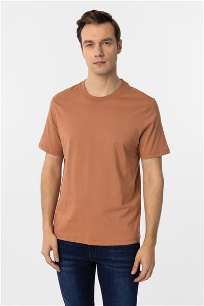 Kiremit Regular Düz Bisiklet Yaka Tişört