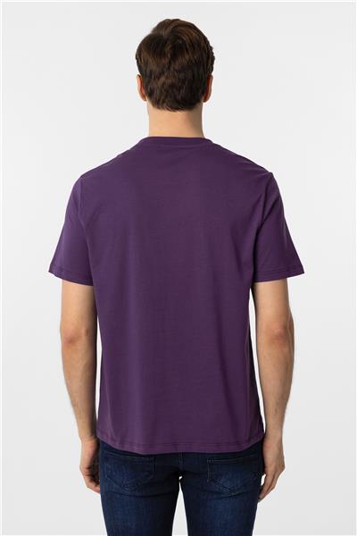 Koyu Lila Regular Düz Bisiklet Yaka Tişört