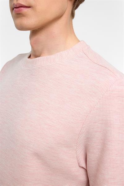 Koyu Pembe Regular Armürlü Bisiklet Yaka Tişört