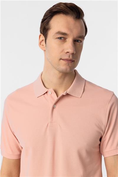 Koyu Pembe Regular Armürlü Polo Yaka Tişört