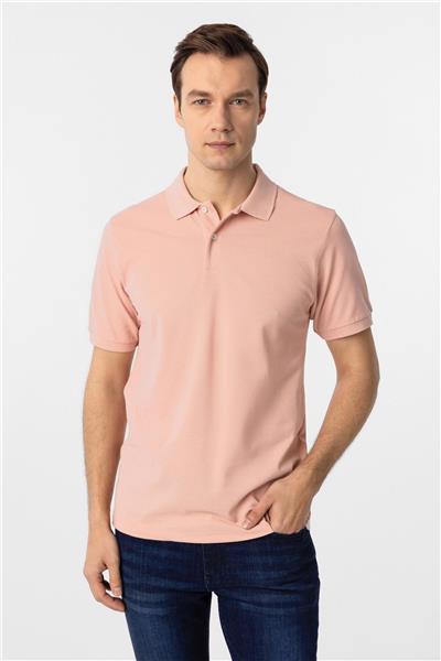 Koyu Pembe Regular Armürlü Polo Yaka Tişört