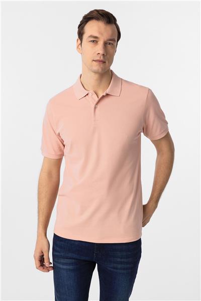 Koyu Pembe Regular Armürlü Polo Yaka Tişört
