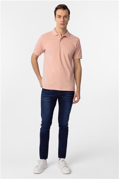 Koyu Pembe Regular Armürlü Polo Yaka Tişört