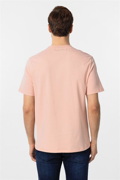 Koyu Pembe Regular Düz Bisiklet Yaka Tişört