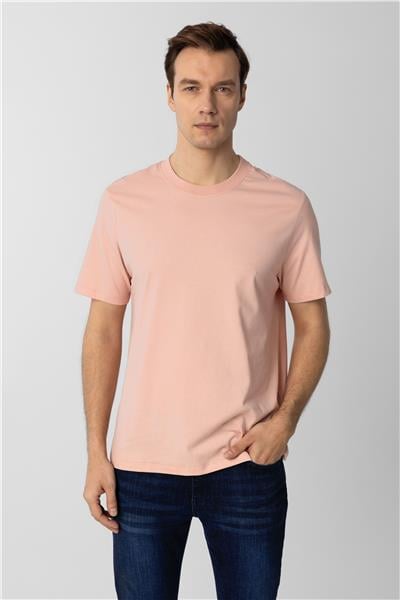 Koyu Pembe Regular Düz Bisiklet Yaka Tişört