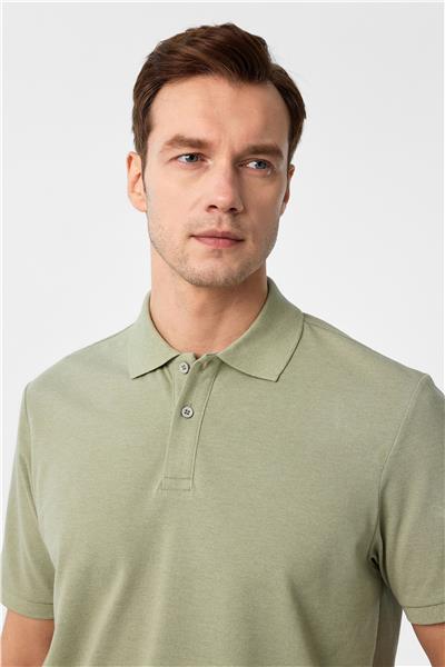 Koyu Yeşil Regular Armürlü Polo Yaka Tişört