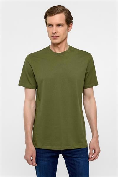 Koyu Yeşil Regular Düz Bisiklet Yaka Tişört