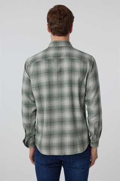 Koyu Yeşil Slim Fit Düz Düğmeli Yaka Gömlek