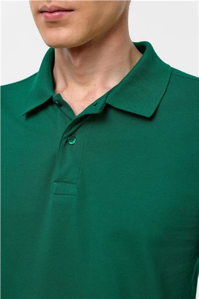 Koyu Yeşil Slim Fit Armürlü Polo Yaka Tişört