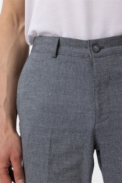 Lacivert Regular Armürlü Kanvas Pantolon