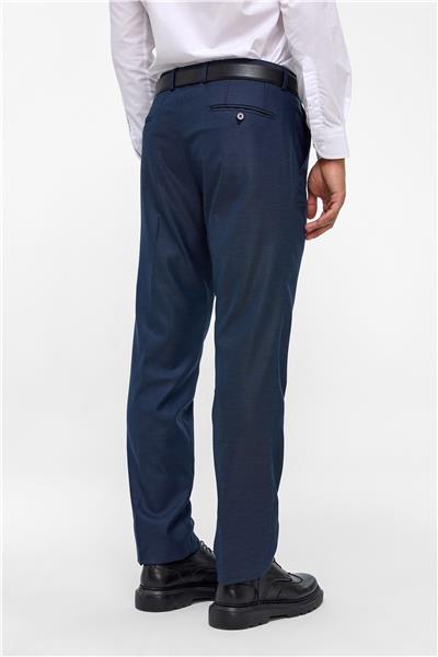 Lacivert Regular Armürlü Kumaş Pantolon