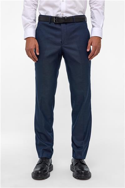 Lacivert Regular Armürlü Kumaş Pantolon