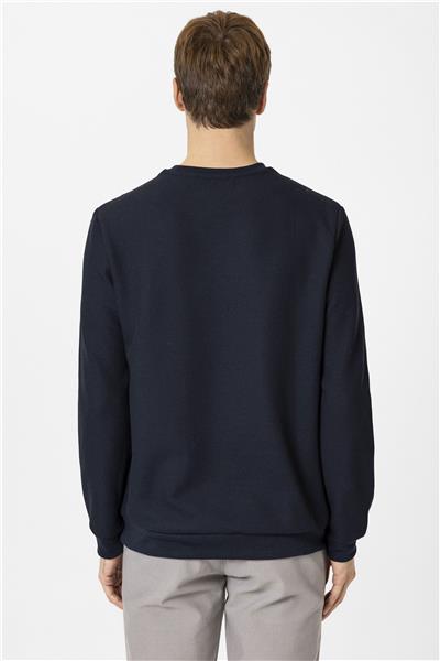 Lacivert Regular Armürlü Bisiklet Yaka Triko