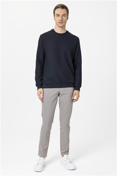 Lacivert Regular Armürlü Bisiklet Yaka Triko