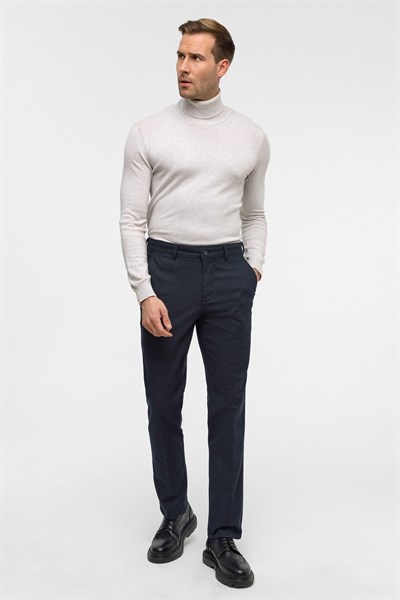 Lacivert Regular Armürlü Pantolon