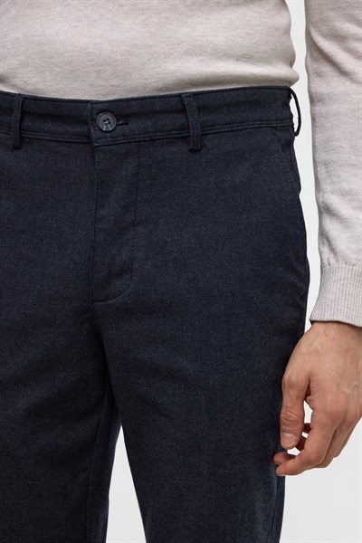 Lacivert Regular Armürlü Pantolon