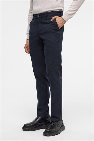 Lacivert Regular Armürlü Pantolon