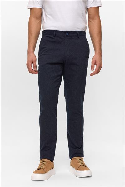 Lacivert Regular Armürlü Pantolon