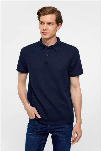 Lacivert Regular Armürlü Polo Yaka Tişört