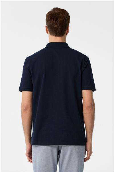 Lacivert Regular Armürlü Polo Yaka Tişört