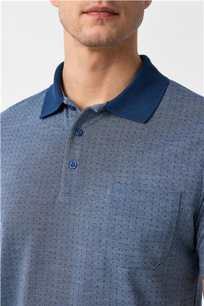 Lacivert Regular Armürlü Polo Yaka Tişört