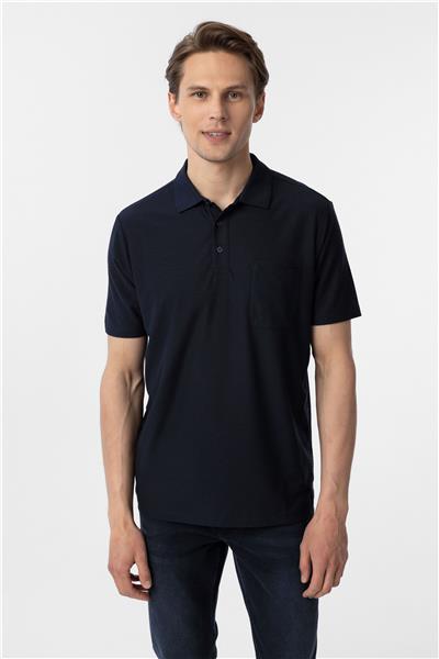 Lacivert Regular Armürlü Polo Yaka Tişört