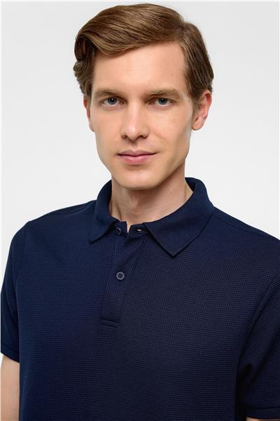 Lacivert Regular Armürlü Polo Yaka Tişört