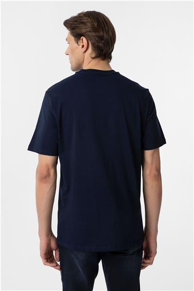 Lacivert Regular Baskılı Bisiklet Yaka Tişört
