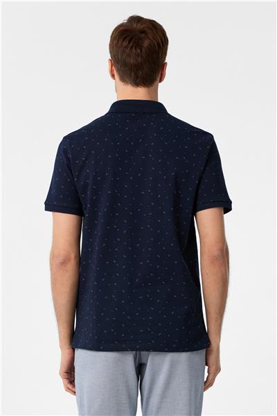 Lacivert Regular Baskılı Polo Yaka Tişört