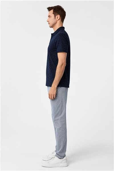 Lacivert Regular Baskılı Polo Yaka Tişört