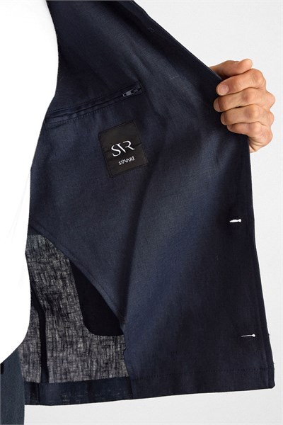 Lacivert Regular Bebe Yaka Düz Poplin Torba Cep 4 Drop Spor Ceket