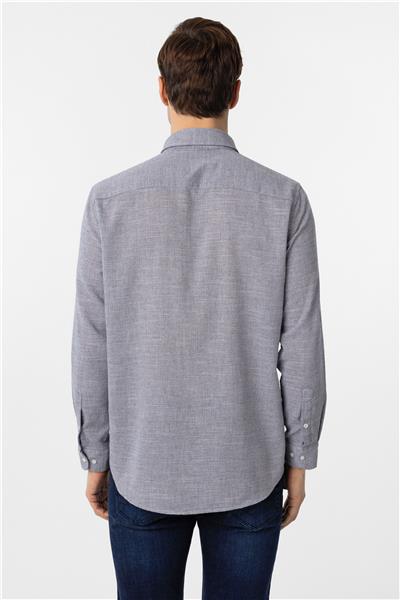 Lacivert Regular Fit Desenli Düğmeli Yaka Gömlek