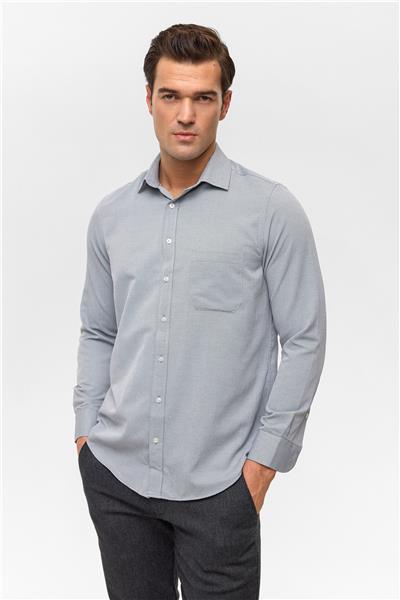 Lacivert Regular Desenli Klasik Yaka Gömlek