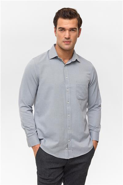 Lacivert Regular Desenli Klasik Yaka Gömlek