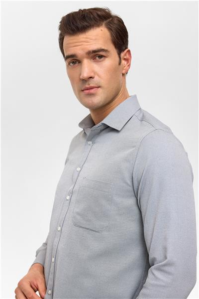 Lacivert Regular Desenli Klasik Yaka Gömlek