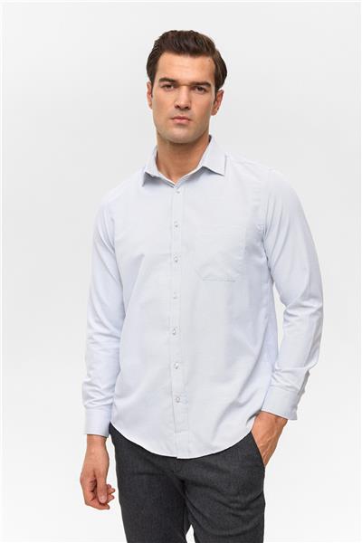Lacivert Regular Desenli Klasik Yaka Gömlek