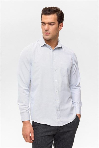 Lacivert Regular Desenli Klasik Yaka Gömlek