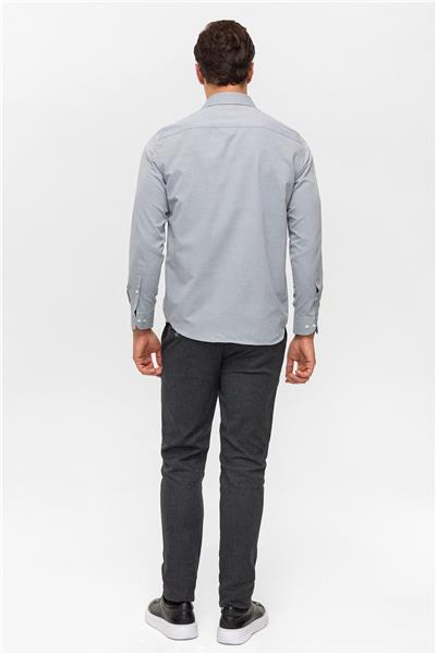 Lacivert Regular Desenli Klasik Yaka Gömlek