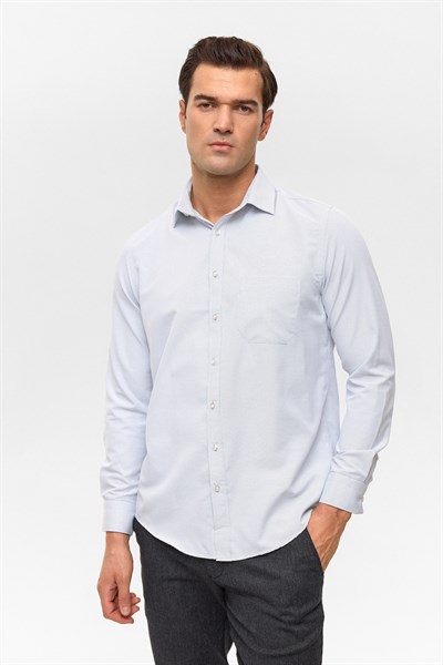 Lacivert Regular Desenli Klasik Yaka Gömlek