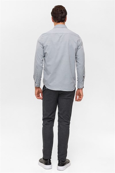 Lacivert Regular Desenli Klasik Yaka Gömlek